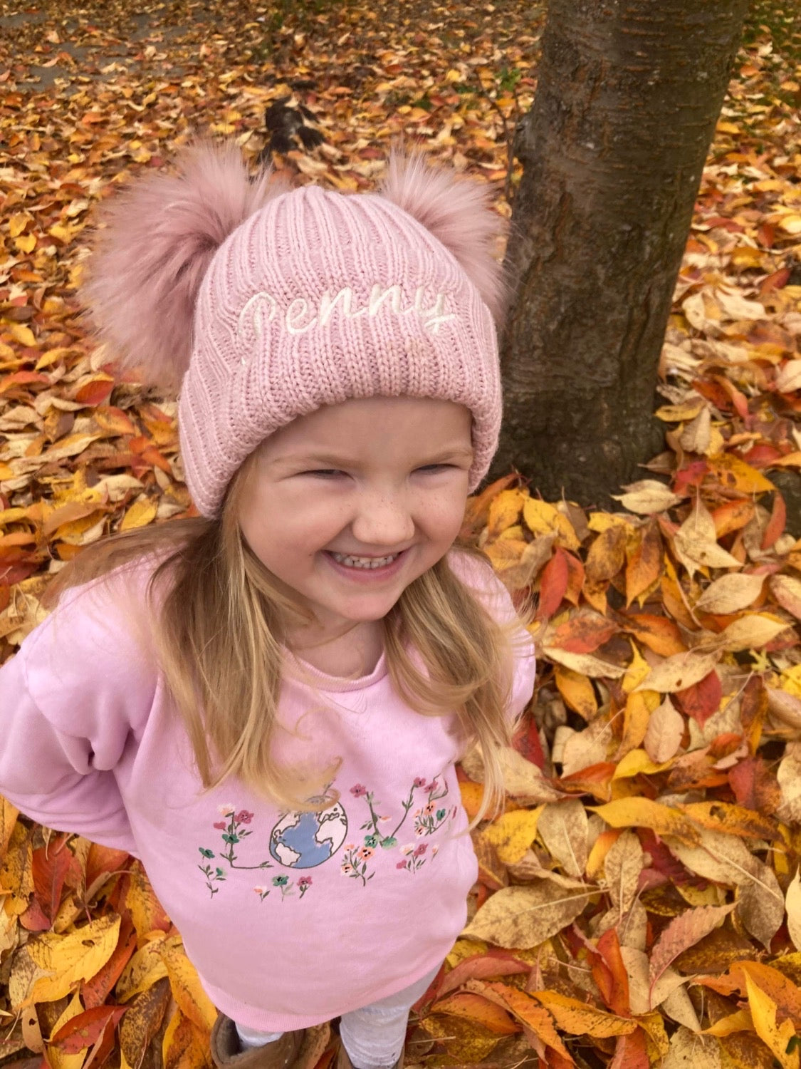 Double Pom Pom hats (with personalised name)