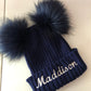 Double Pom Pom hats (with personalised name)