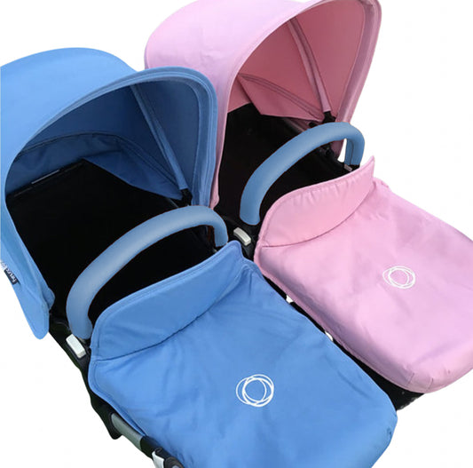BABY BLUE Zip on 2 Bumper bar covers for double pram